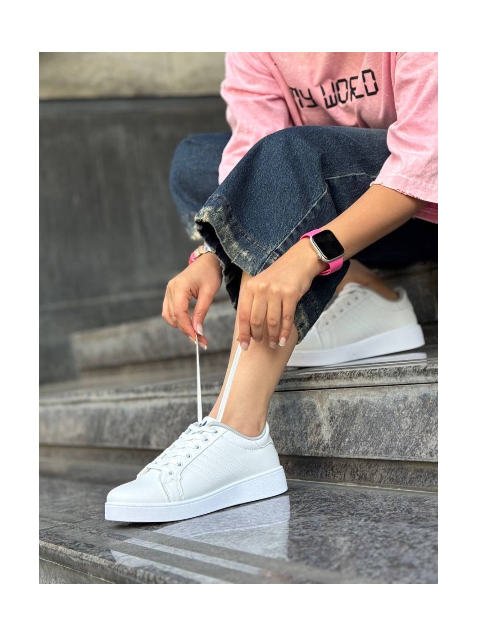 کفش ونس آدیداس سفید مدل کلاسیک + بند هدیه