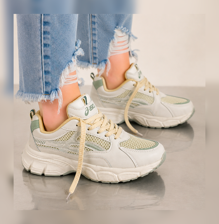 کتونی اسپرت زنانه اسیکس مدل Beige Runner